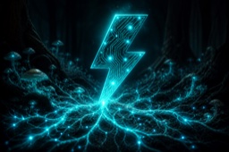 Agent-native access — cyan energy pulse through mycelial pathways
